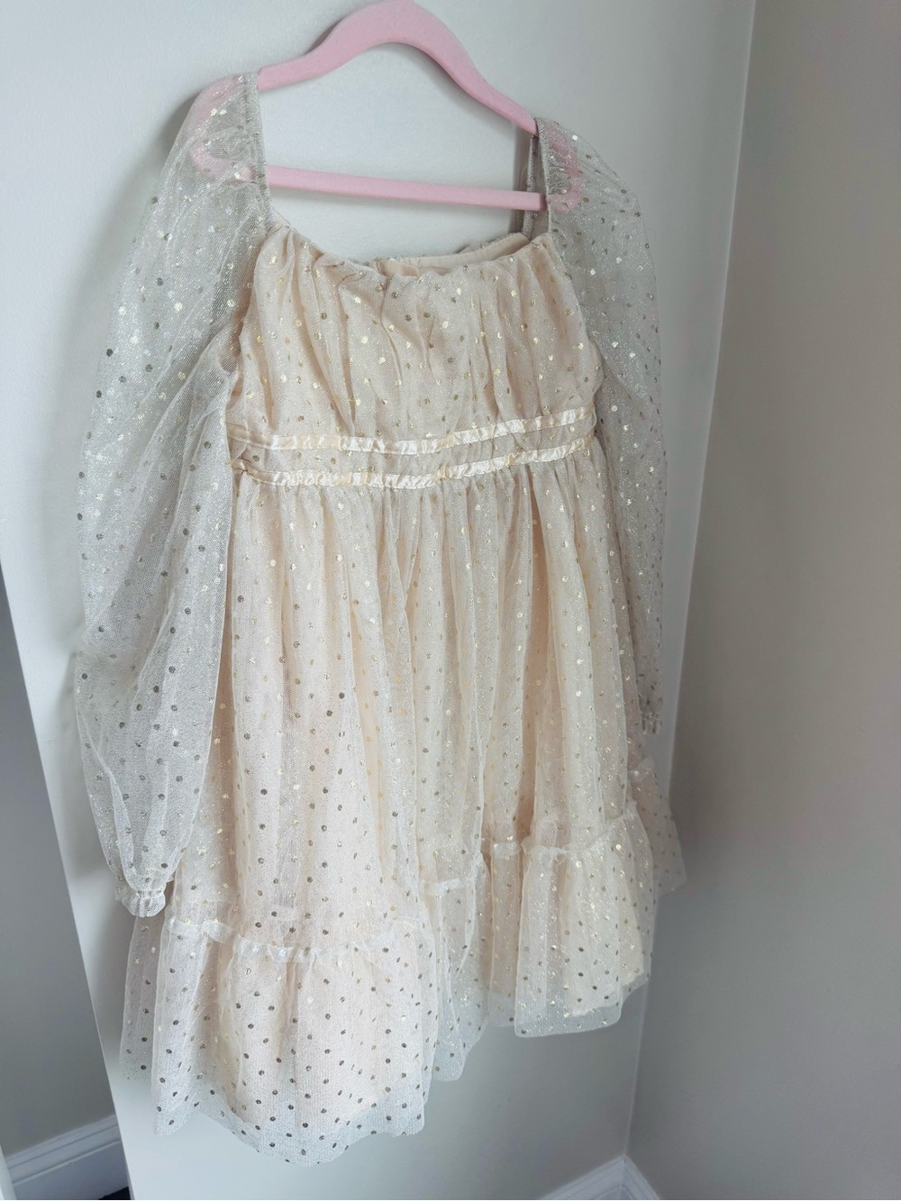 Cupcakes and Cashmere Girls Gold Tulle Party Dress Size 10